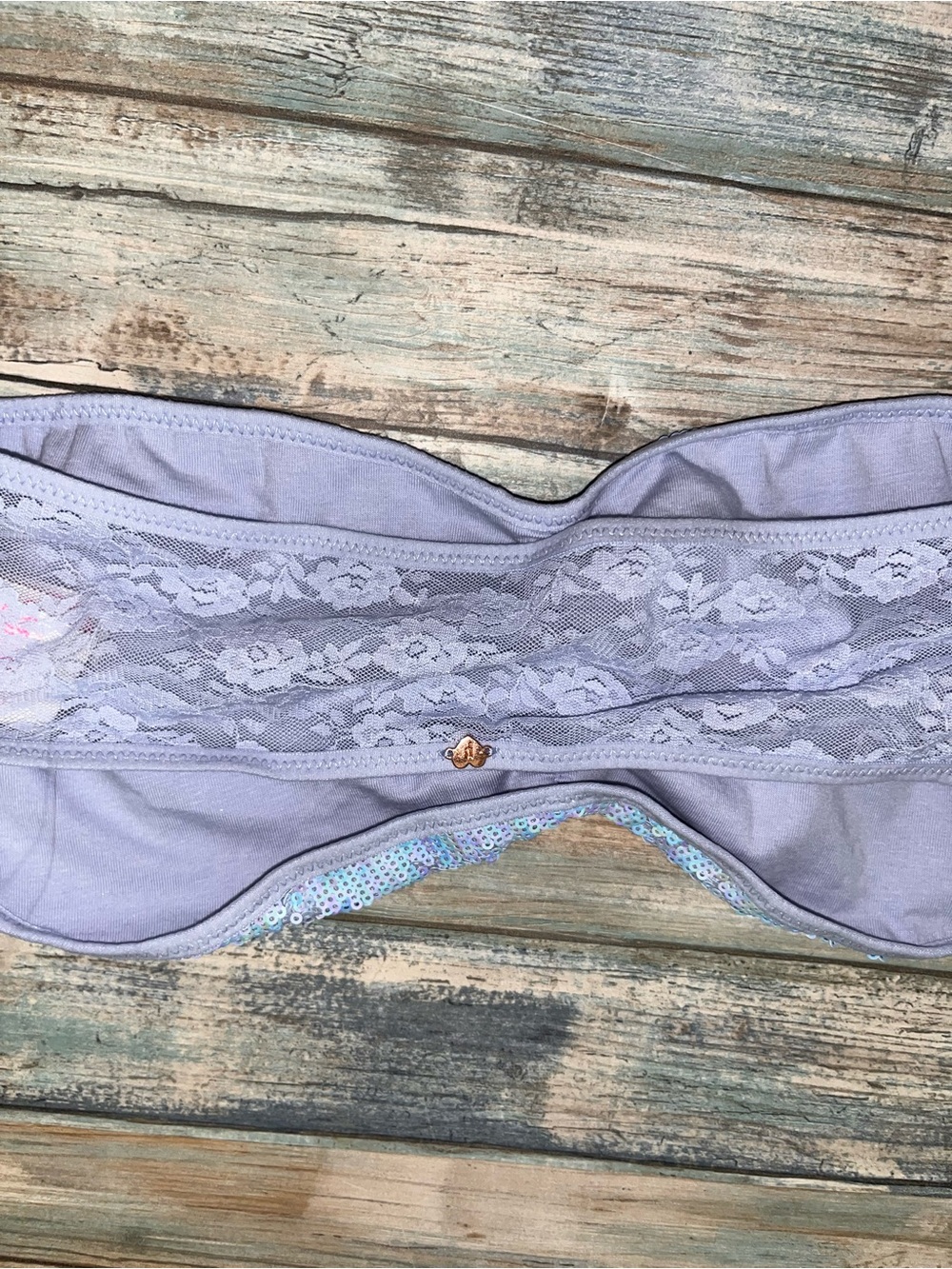 PINK Victoria’s Secret Iridescent Sequin Twist Bandeau Bra Top L NWT - Picture 3 of 4